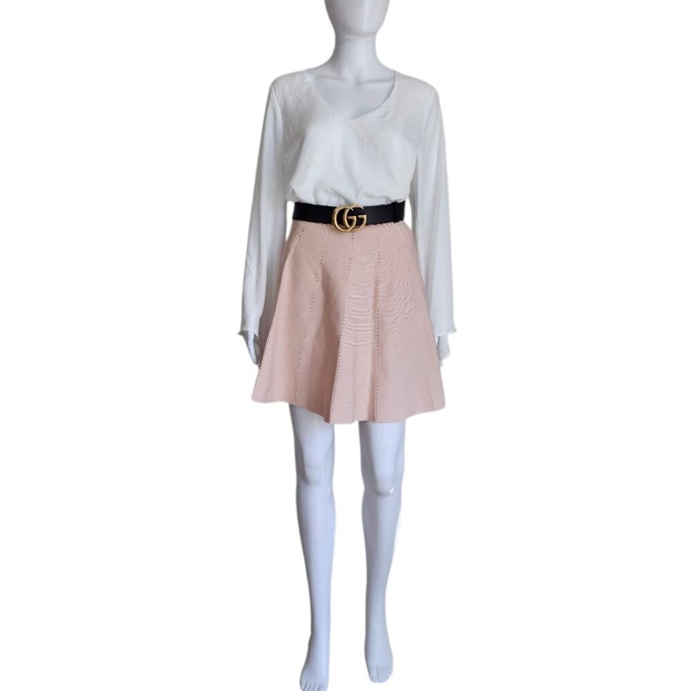 Sandro Paris Leonie Preppy Eyelet Pleated Skirt Size 1 Pink New Viscose Academia